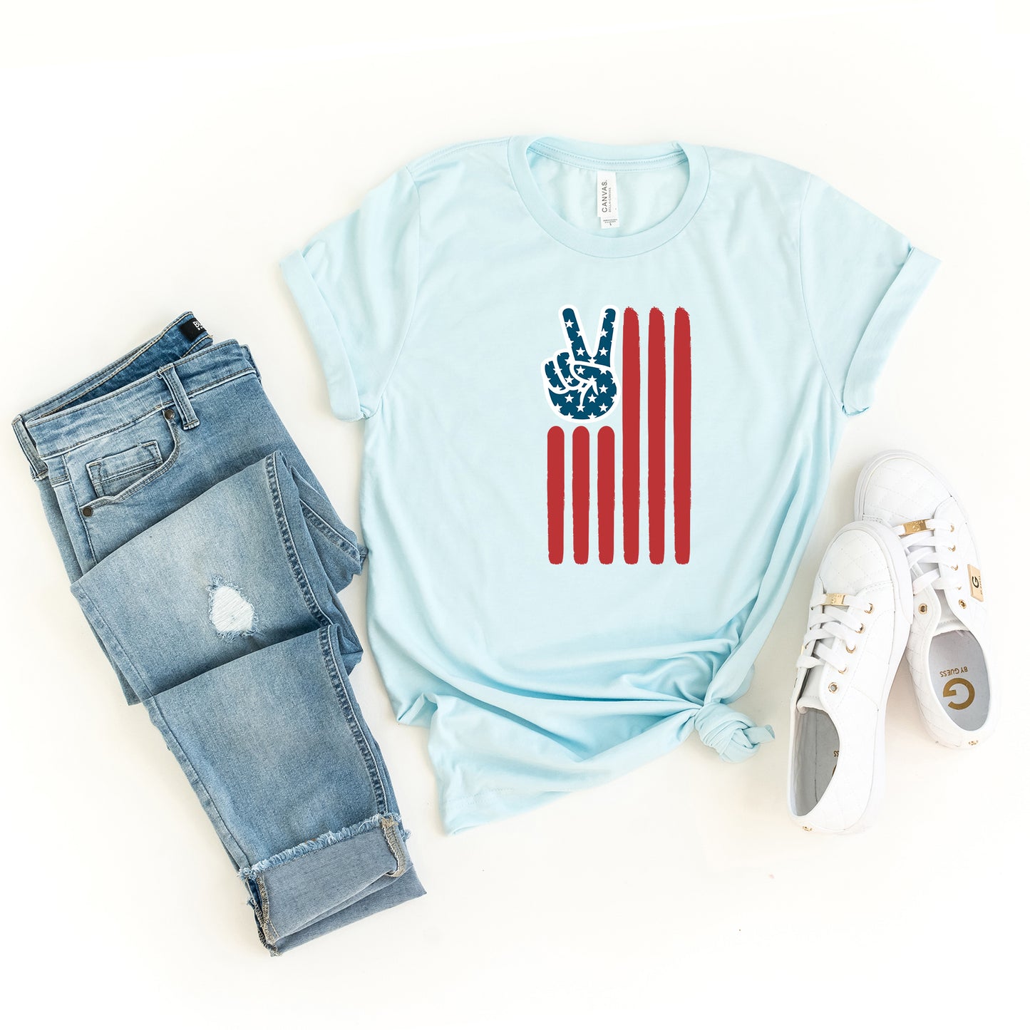 Flag Peace Sign | Short Sleeve Graphic Tee