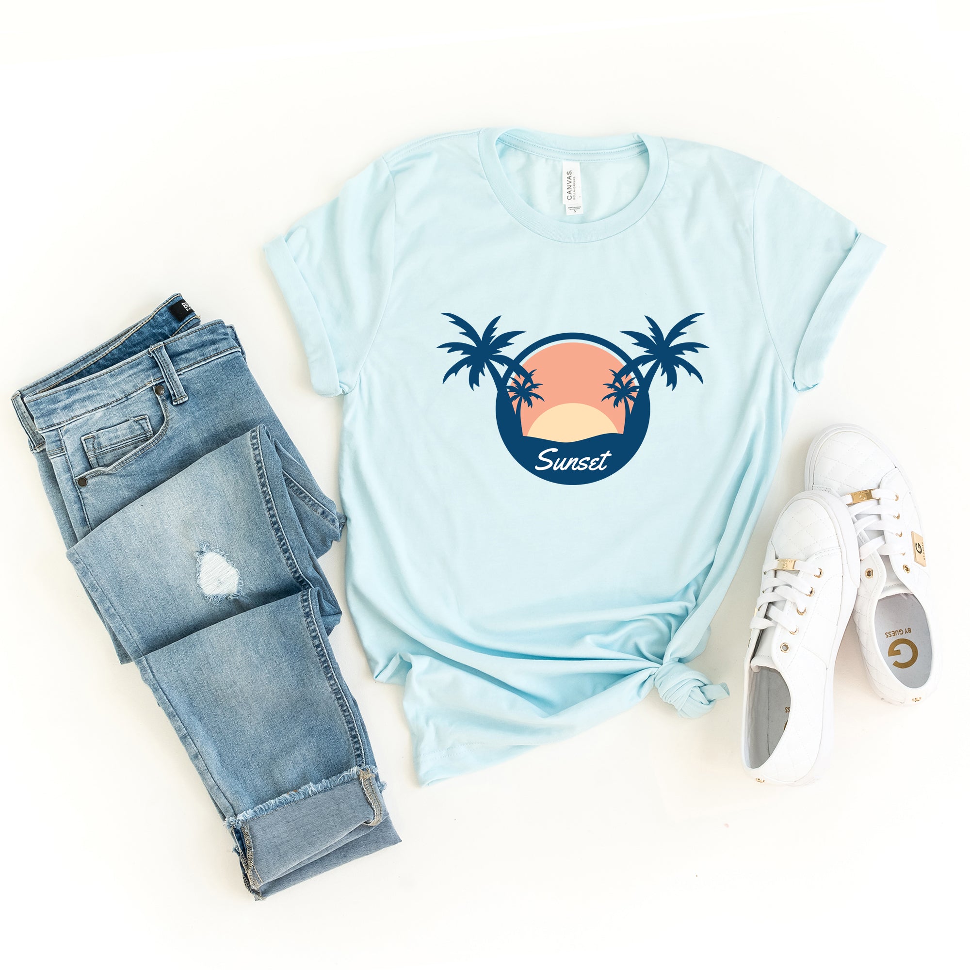 Sunset Palm Trees | Short Sleeve Graphic Tee