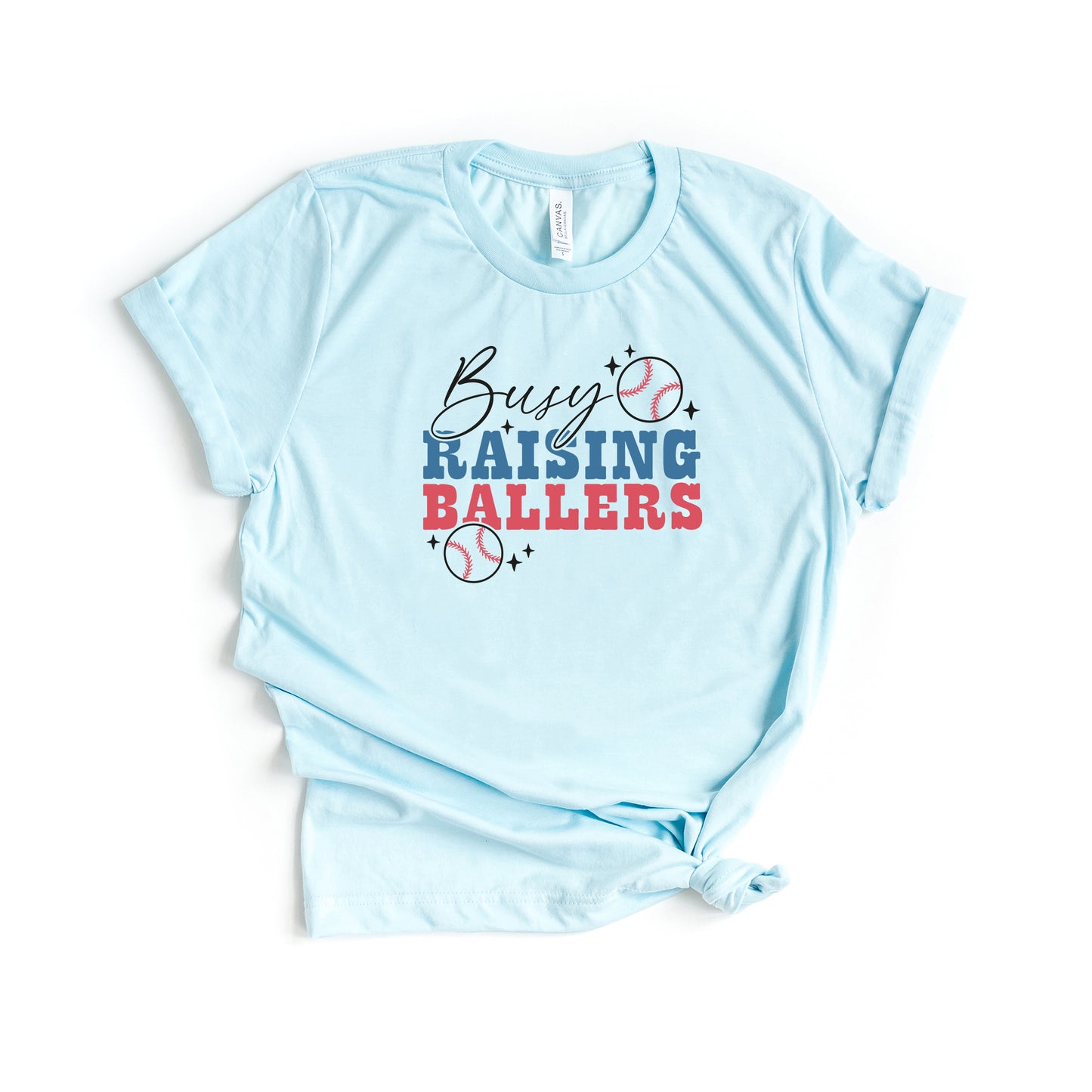Busy Raising Ballers Baseball Colorful | Short Sleeve Graphic Tee