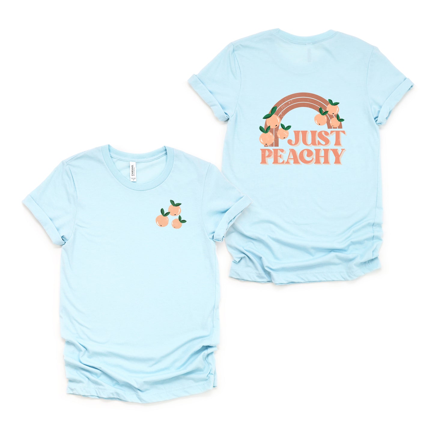 Just Peachy Rainbow | Front & Back Short Sleeve Graphic Tee