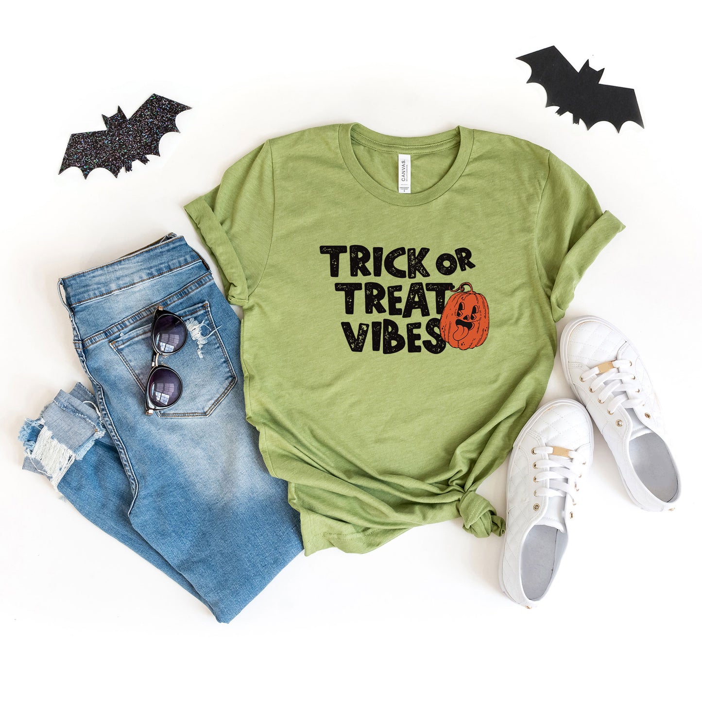 Trick or Treat Vibes Pumpkin | Short Sleeve Crew Neck