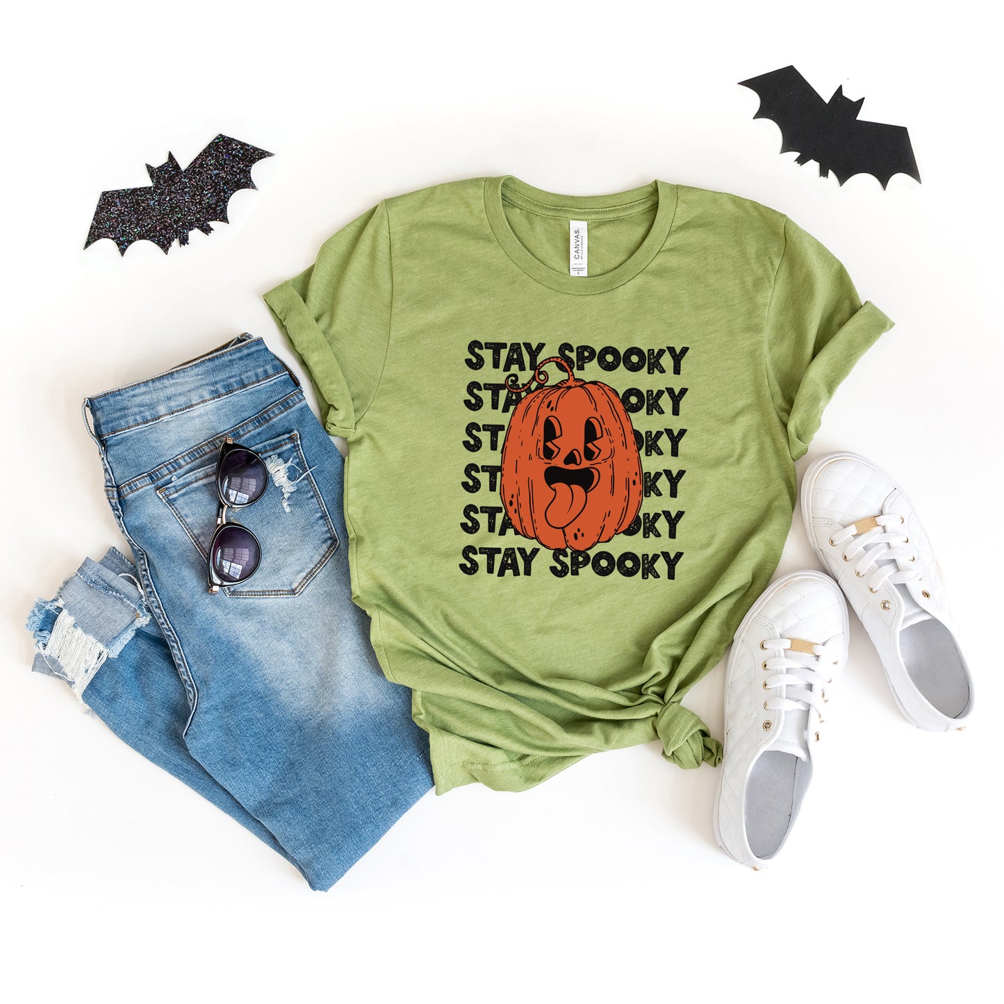 Stay Spooky Stacked Pumpkin | Short Sleeve Crew Neck