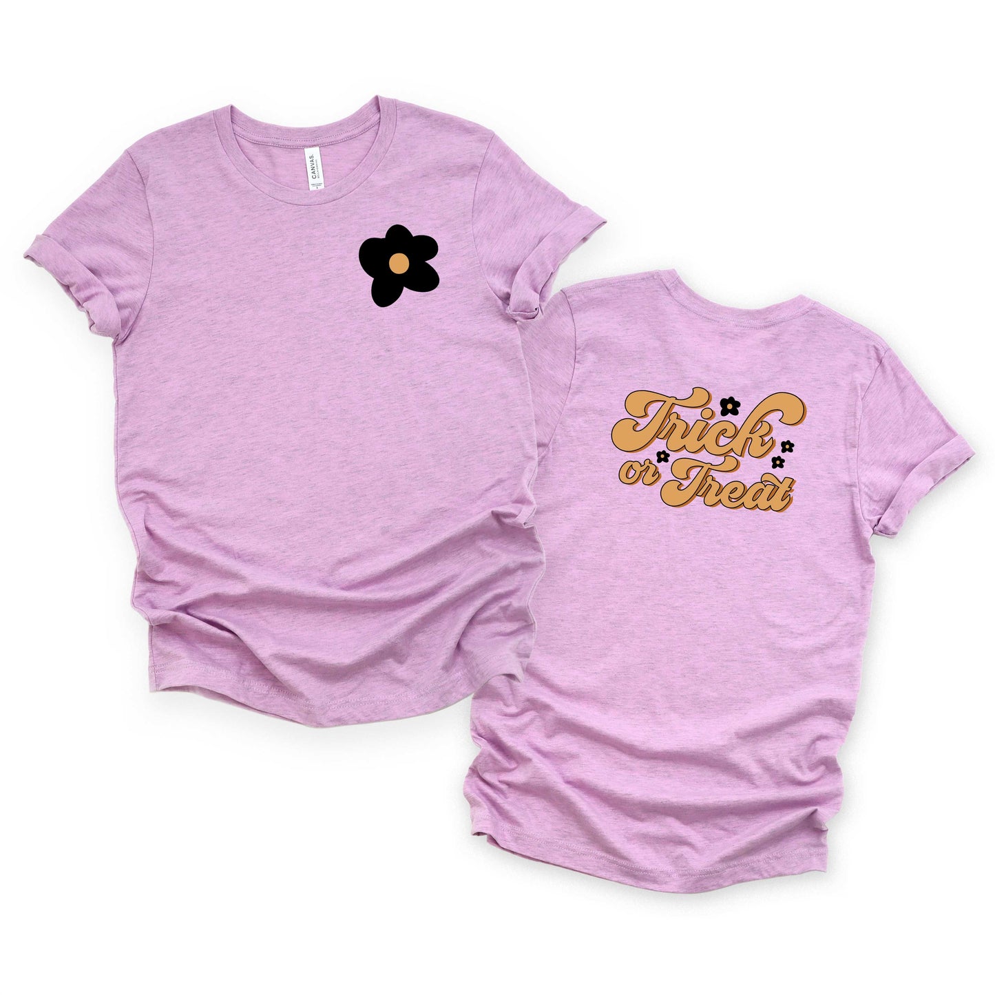 Trick Or Treat Flowers | Front & Back Short Sleeve Graphic Tee