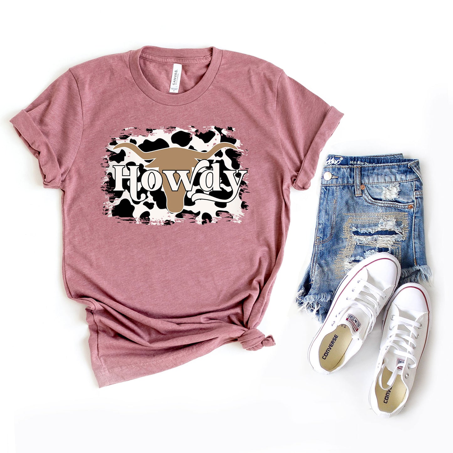 Howdy With Cow Print | Short Sleeve Graphic Tee