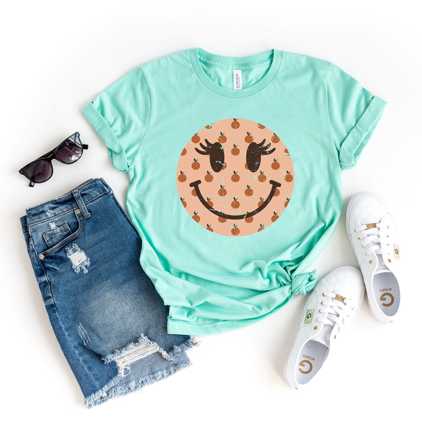 Smiley Face Peaches | Short Sleeve Graphic Tee