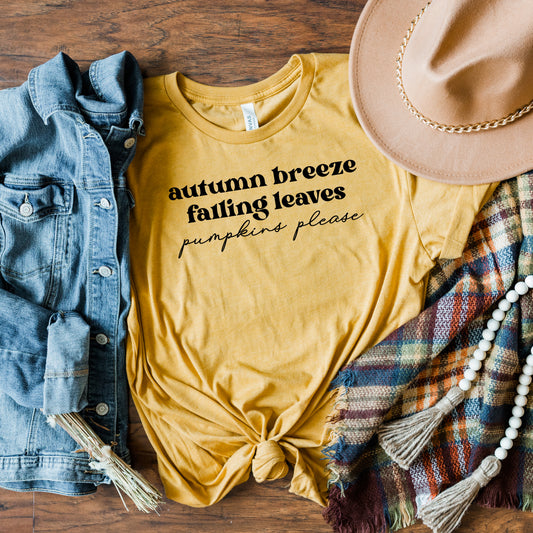 Autumn Breeze Falling Leaves | Short Sleeve Graphic Tee