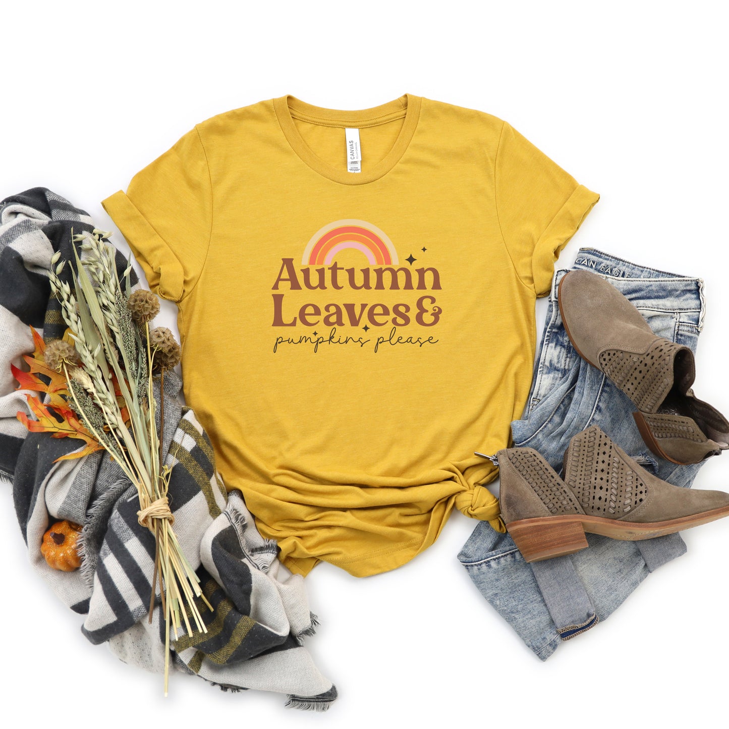 Autumn Leaves Rainbow | Short Sleeve Graphic Tee