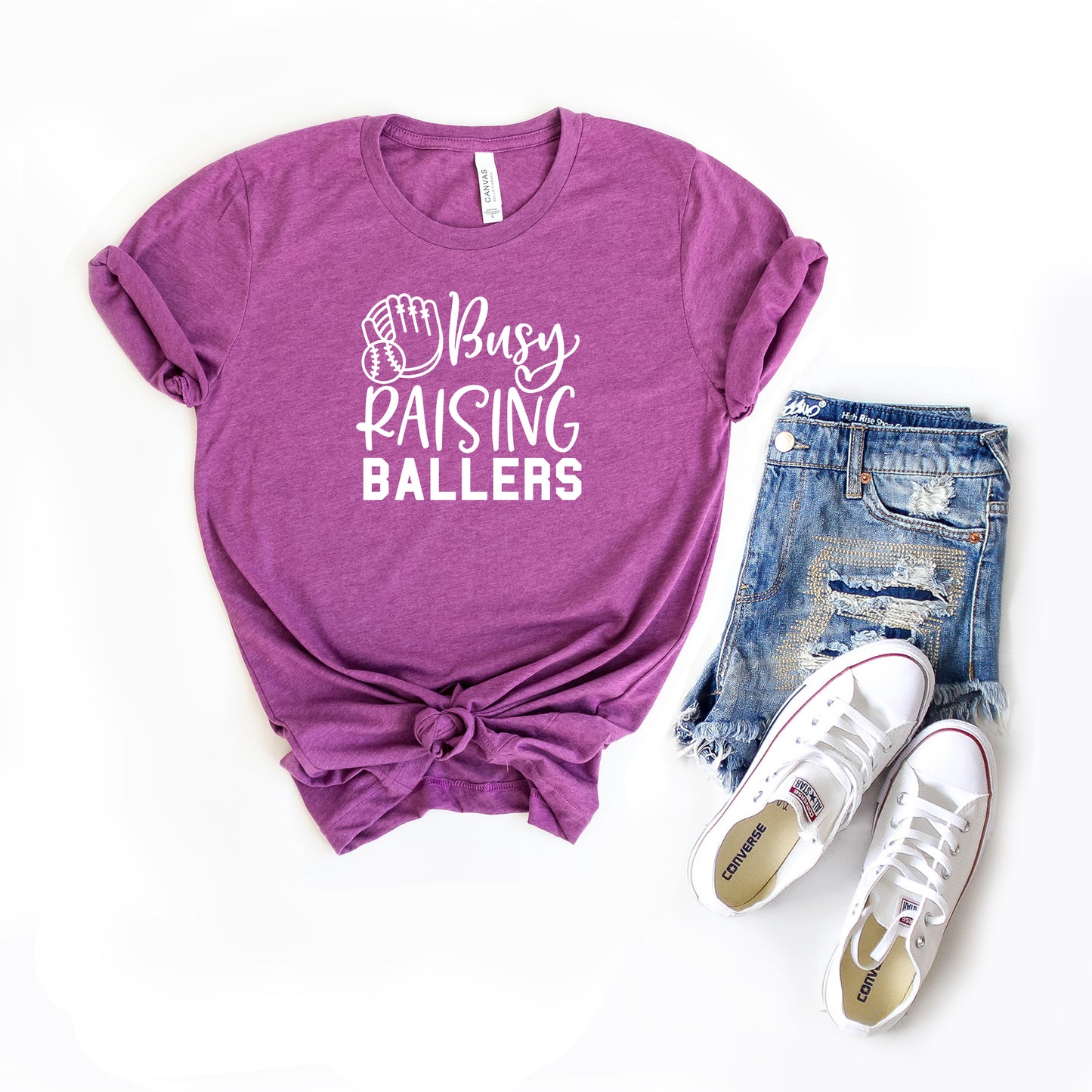 Busy Raising Ballers Baseball | Short Sleeve Graphic Tee