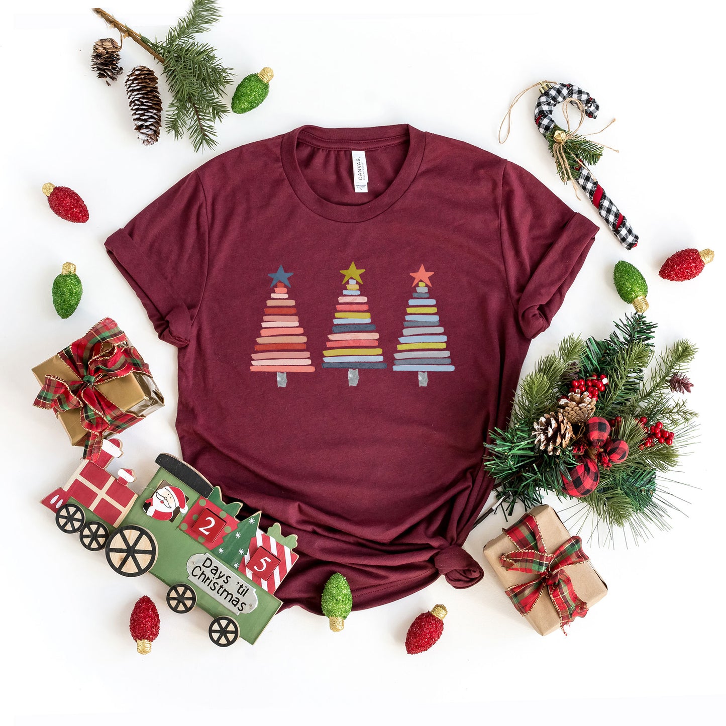 Colorful Christmas Trees | Short Sleeve Graphic Tee
