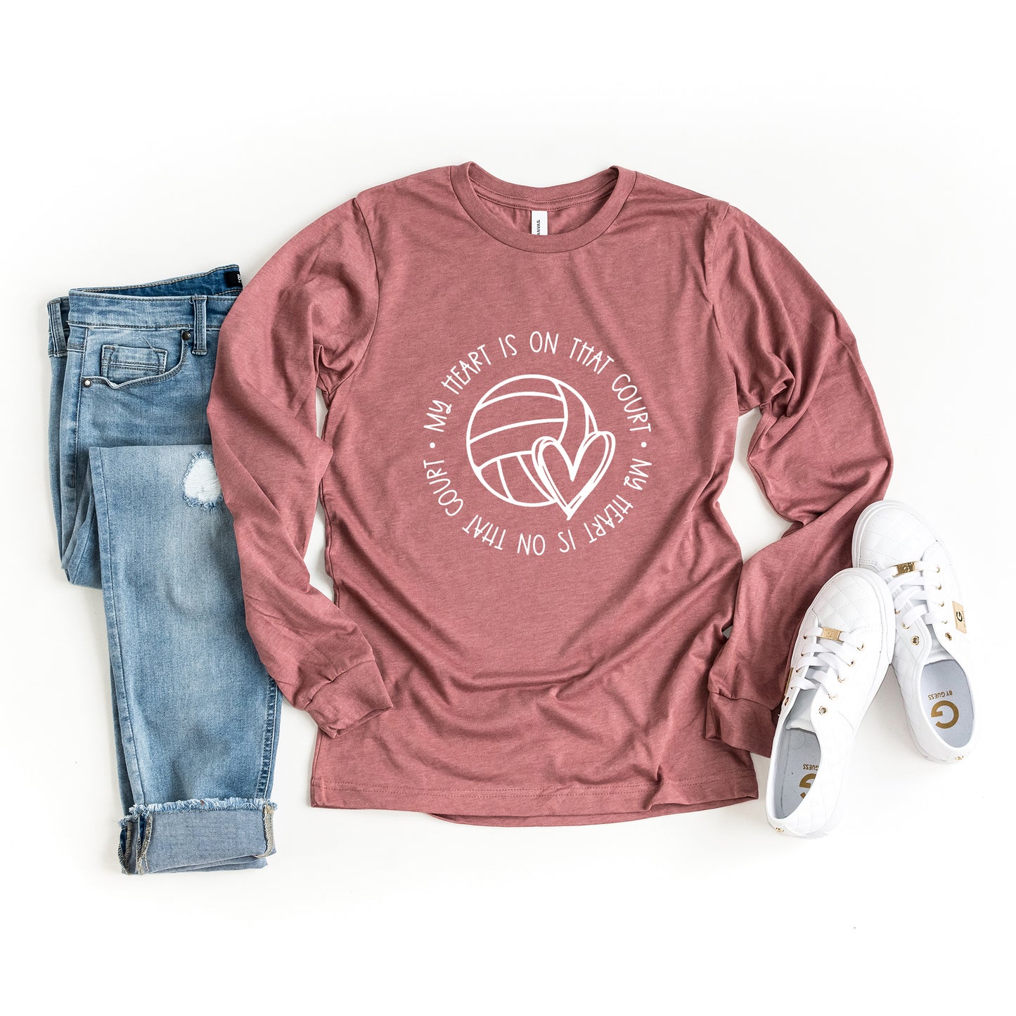 My Heart Is On That Court Volleyball | Long Sleeve Graphic Tee