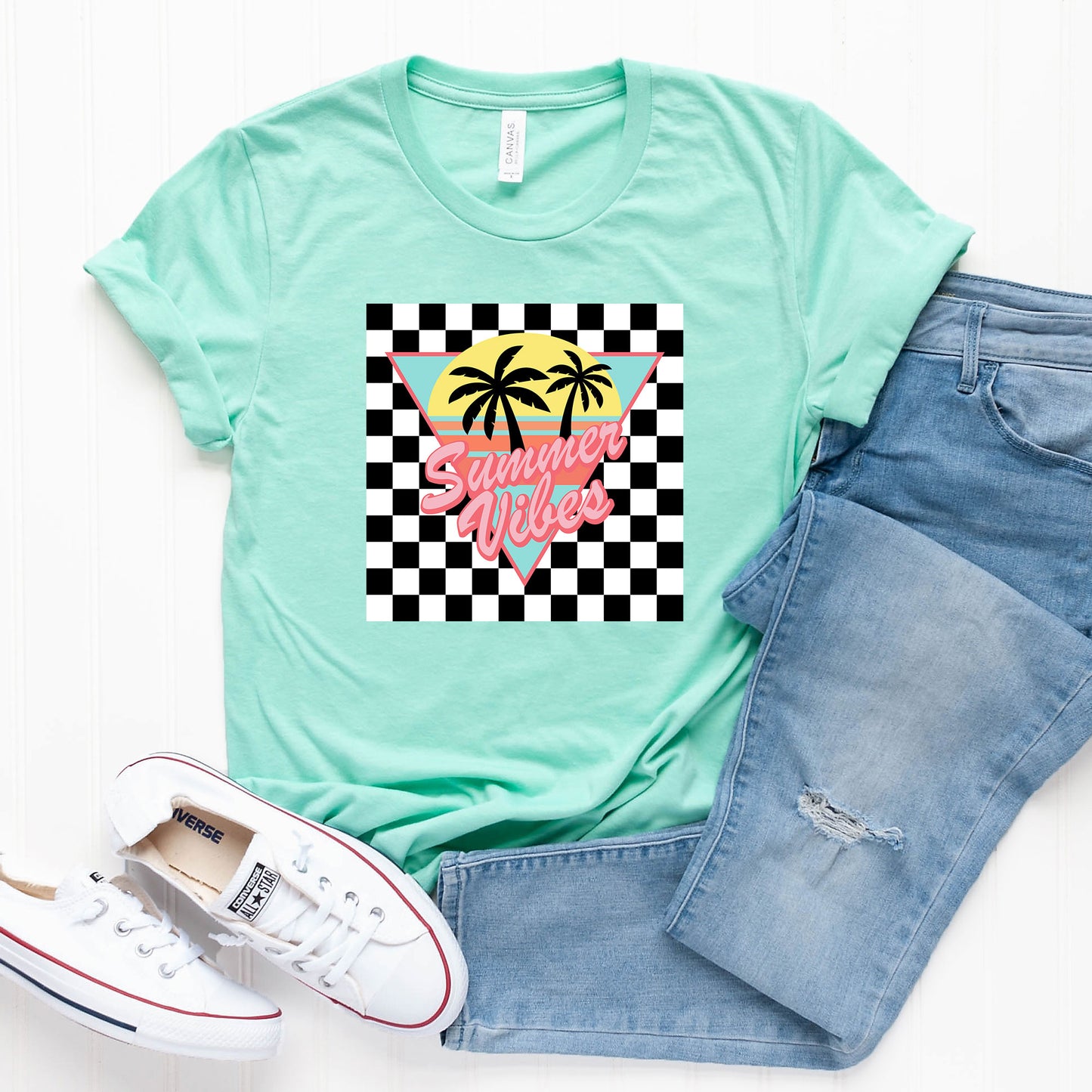 Checkered Summer Vibes | Short Sleeve Graphic Tee