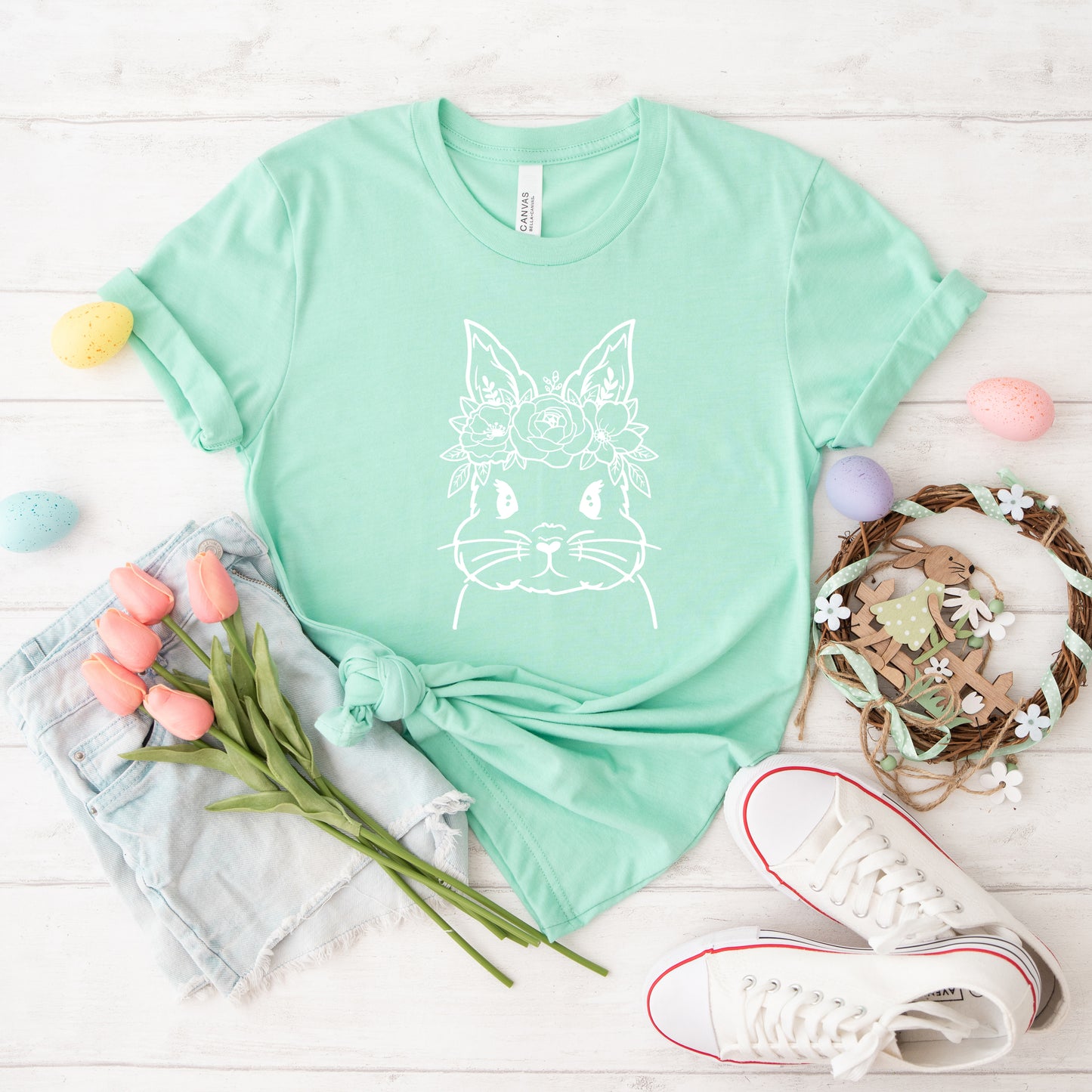 Bunny Face Floral | Short Sleeve Graphic Tee