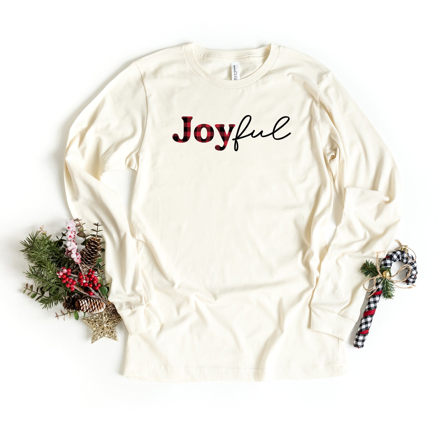 Joyful Plaid | Long Sleeve Graphic Tee