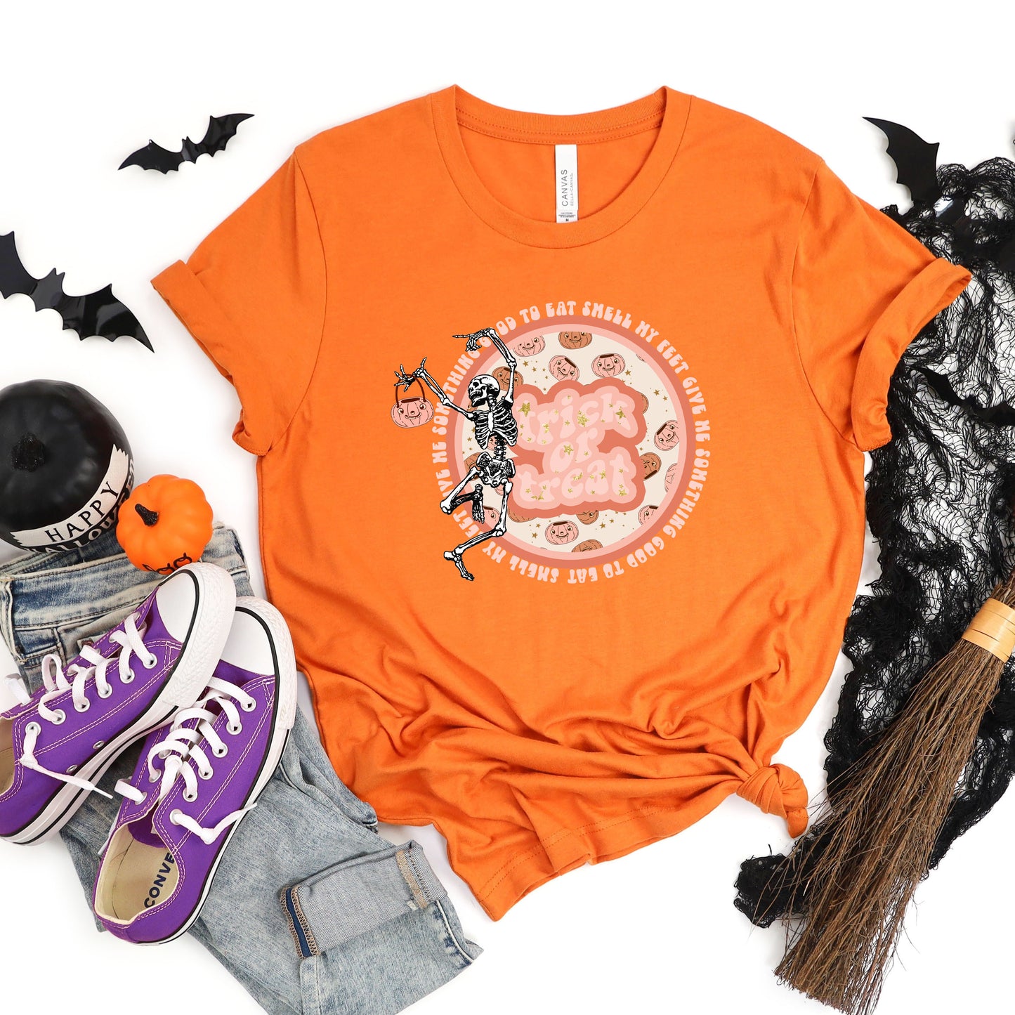 Trick Or Treat Skeleton | Short Sleeve Graphic Tee