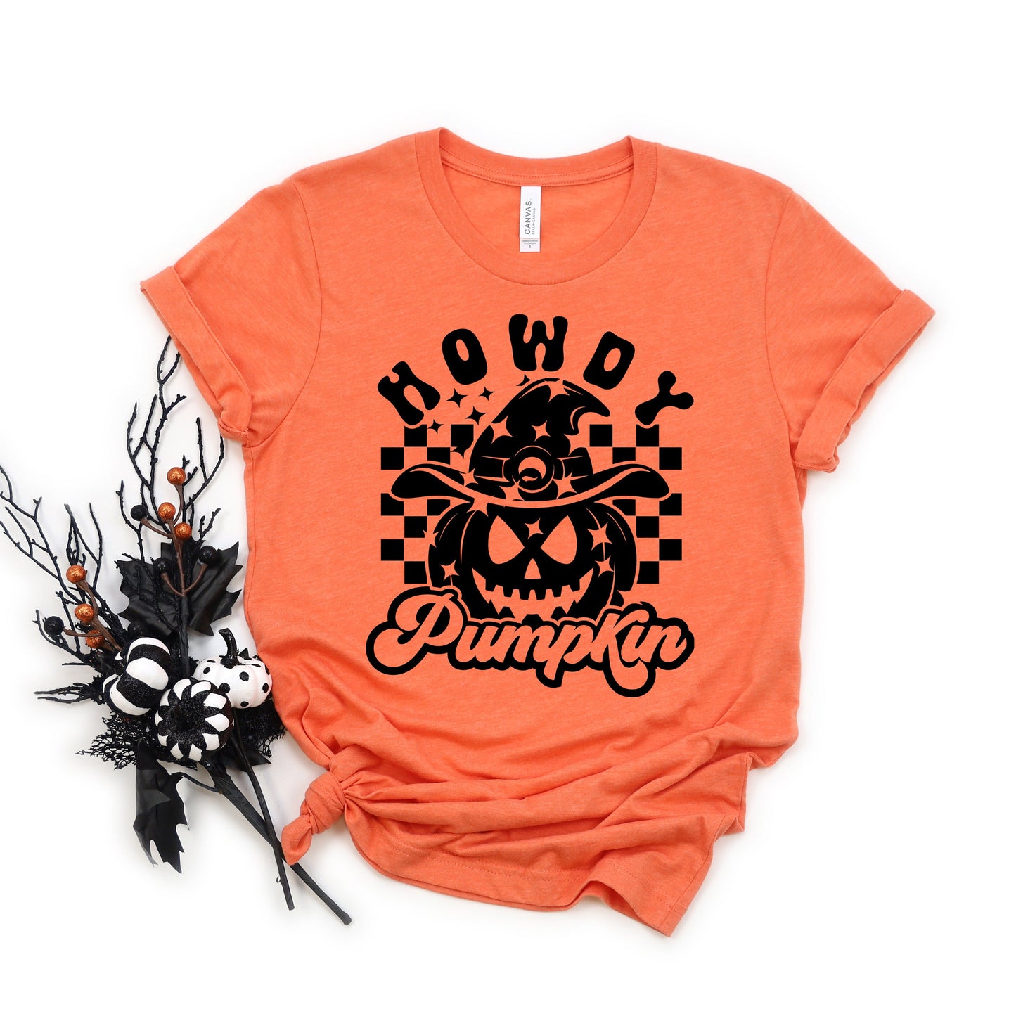 Howdy Pumpkin Checkered | Short Sleeve Crew Neck