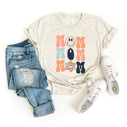 Mom Stacked Smiley Faces | Short Sleeve Graphic Tee