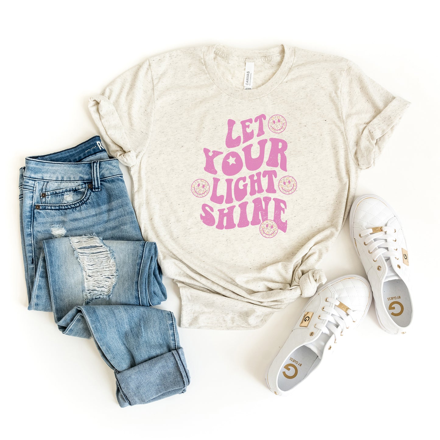 Let Your Light Shine Smiley Face | Short Sleeve Graphic Tee