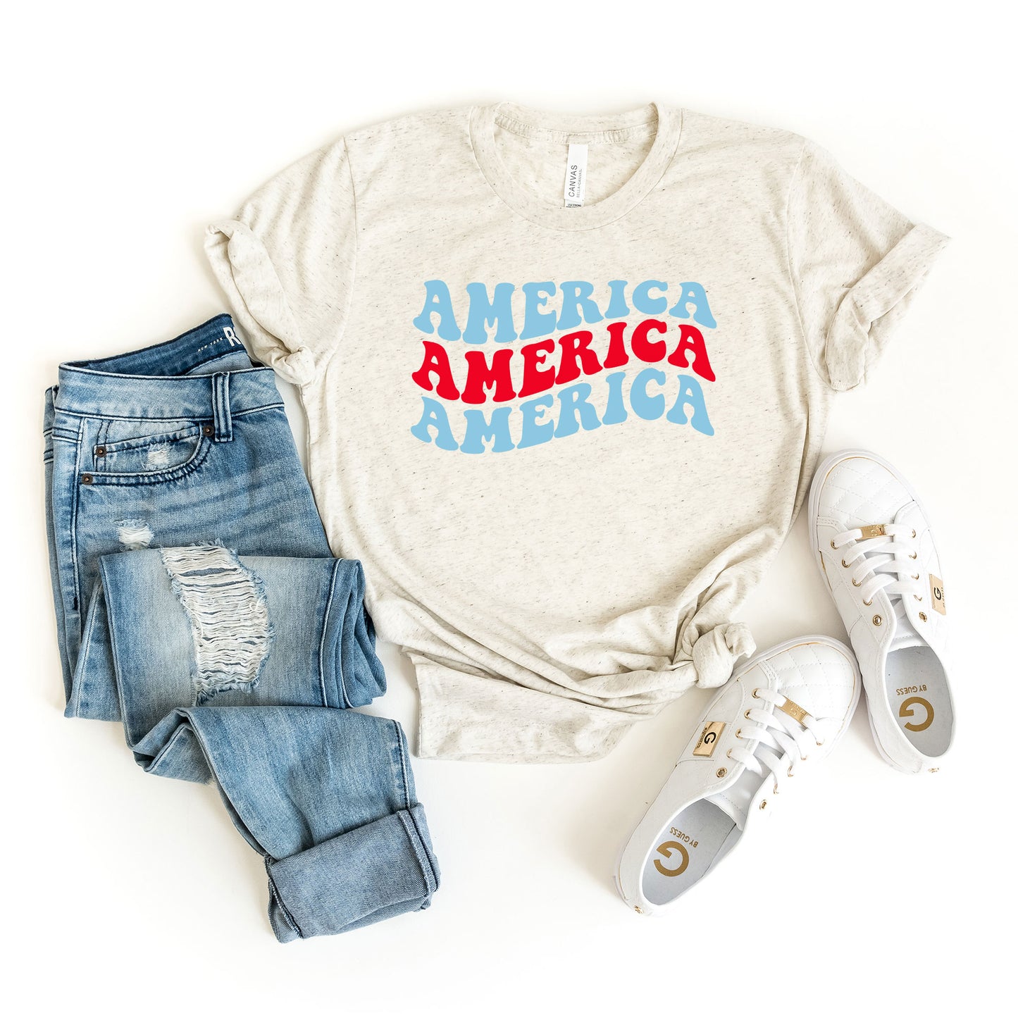 America Stacked Wavy | Short Sleeve Graphic Tee