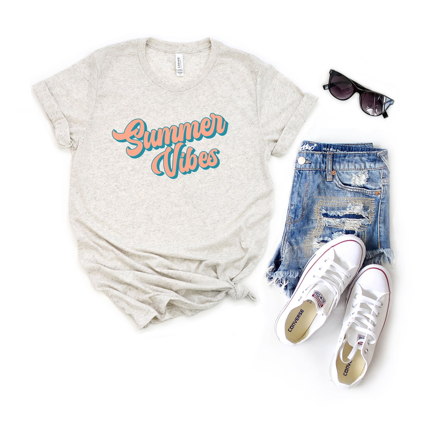 Summer Vibes Colorful Cursive | Short Sleeve Graphic Tee