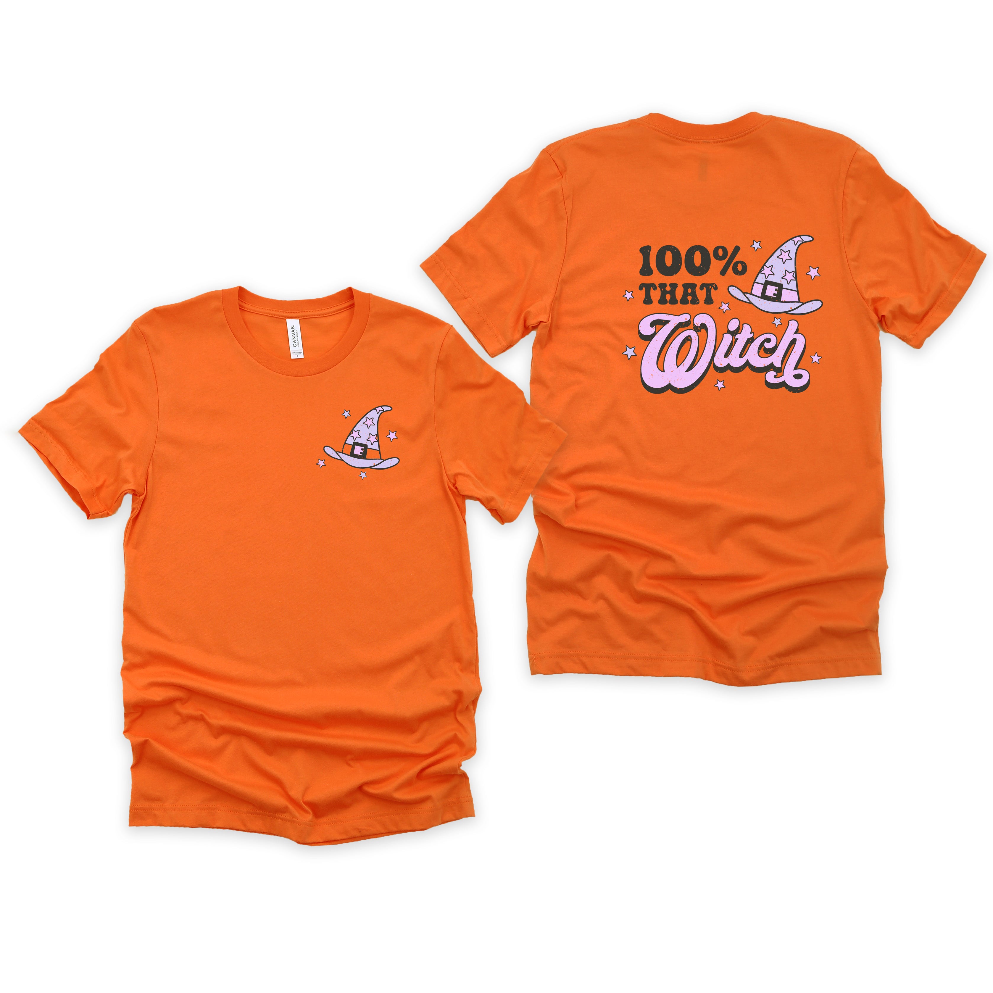 Purple 100% That Witch | Front & Back Short Sleeve Graphic Tee