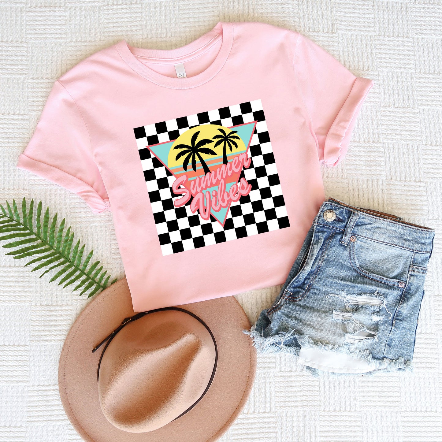 Checkered Summer Vibes | Short Sleeve Graphic Tee