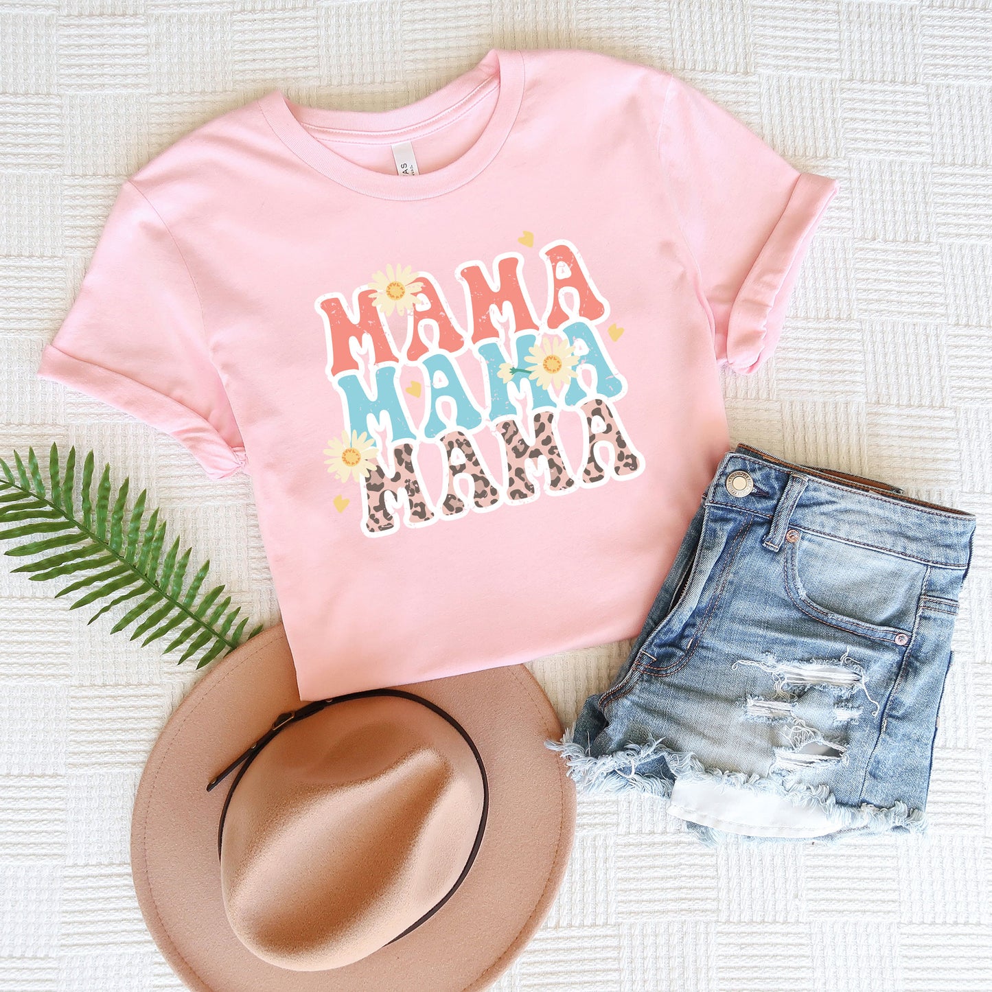 Mama Stacked Floral Colorful | Short Sleeve Graphic Tee