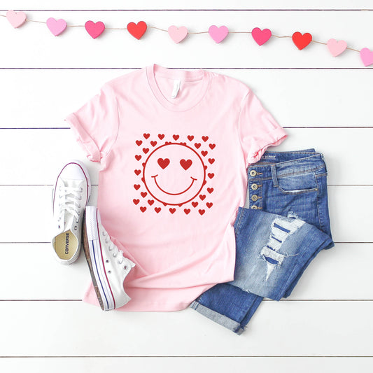 Smiley Face Hearts | Short Sleeve Graphic Tee