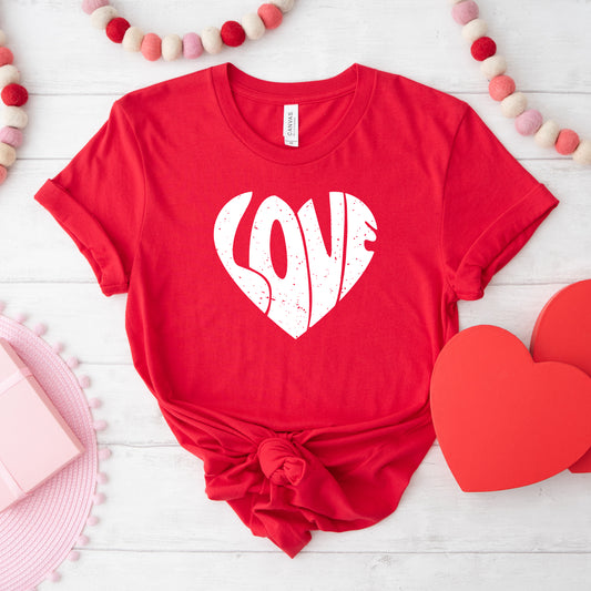 Love Heart Distressed | Short Sleeve Graphic Tee