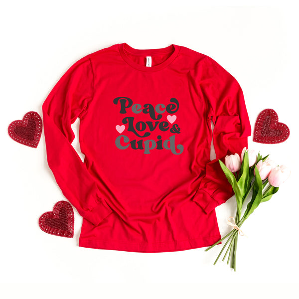 Peace Love And Cupid | Long Sleeve Graphic Tee