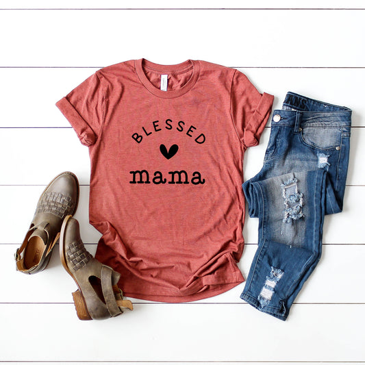 Blessed Mama Heart | Short Sleeve Graphic Tee