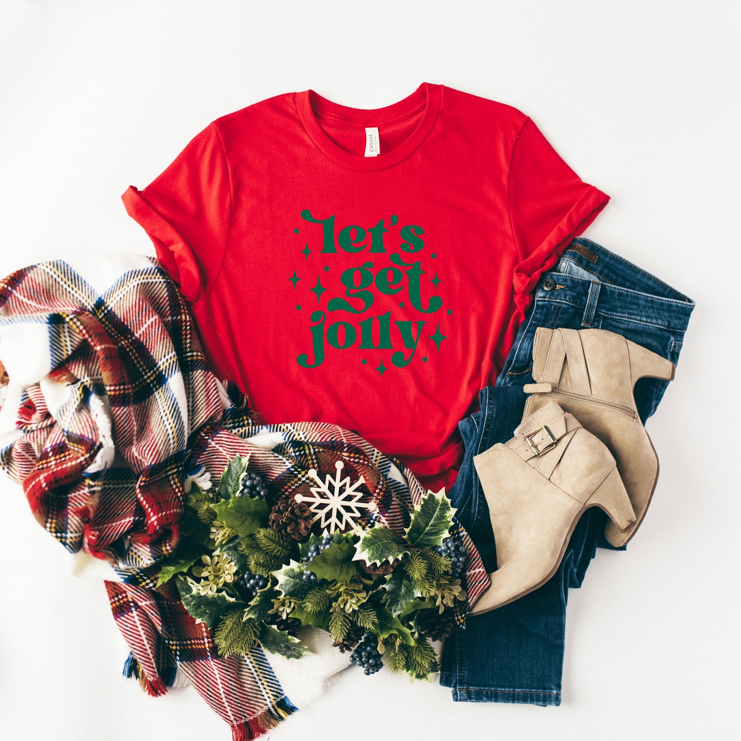 Whimsical Let's Get Jolly | Short Sleeve Graphic Tee