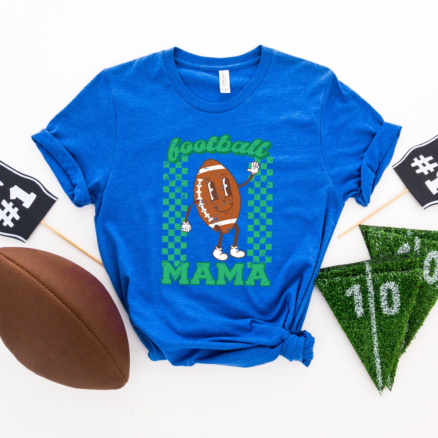 Checkered Football Mama | Short Sleeve Graphic Tee