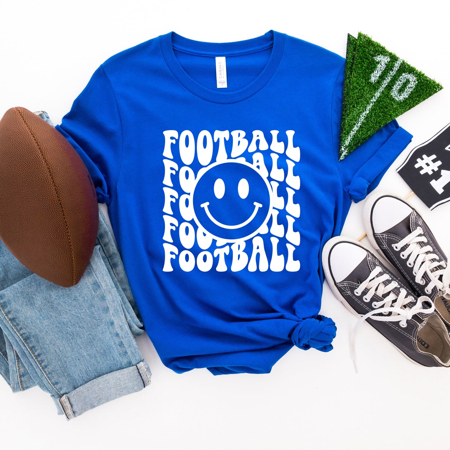 Football Smiley Face | Short Sleeve Graphic Tee