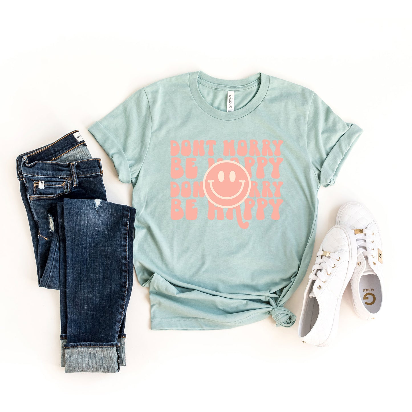 Don't Worry Be Happy Smiley Face | Short Sleeve Graphic Tee