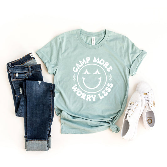 Camp More Worry Less Smiley Face | Short Sleeve Graphic Tee