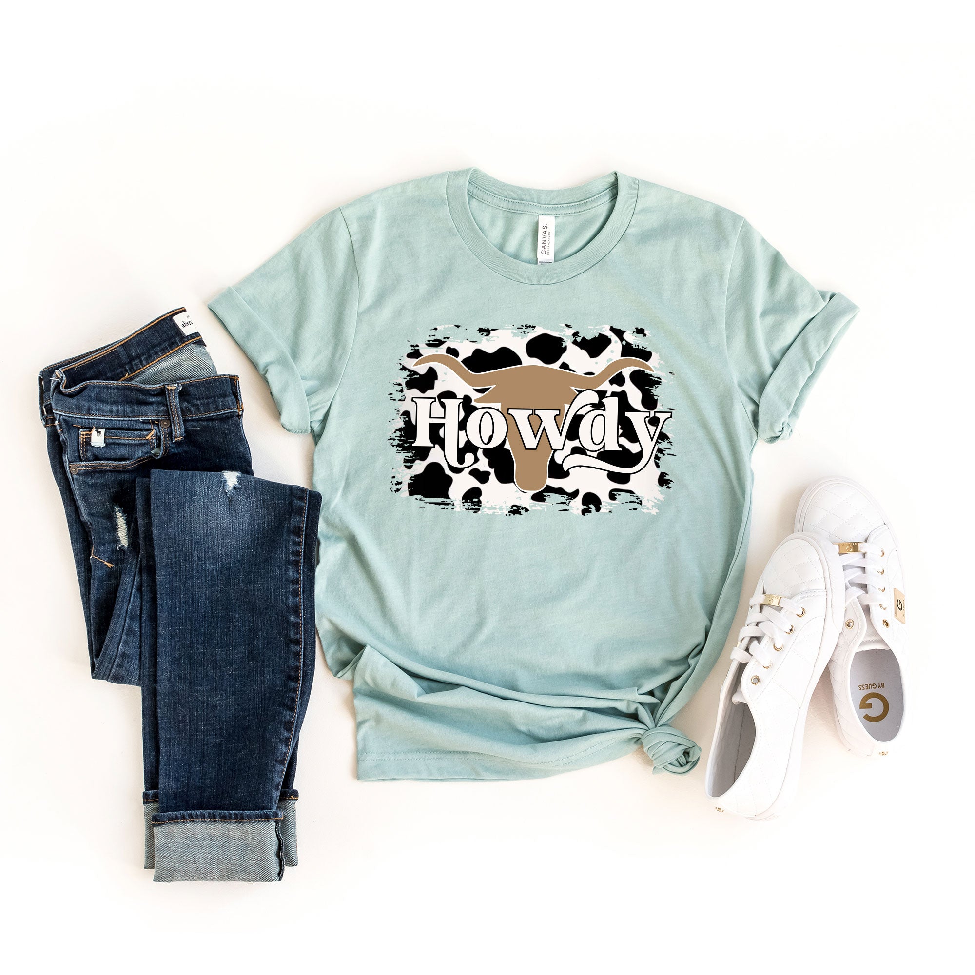 Howdy With Cow Print | Short Sleeve Graphic Tee