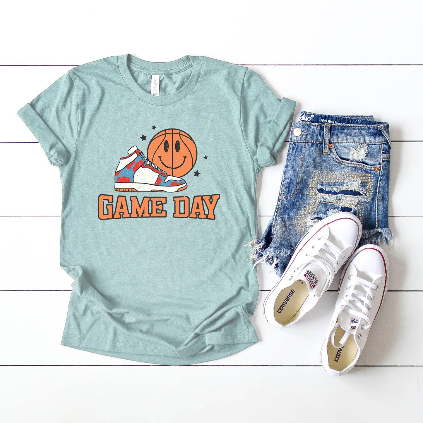 Vintage Game Day Basketball | Short Sleeve Graphic Tee