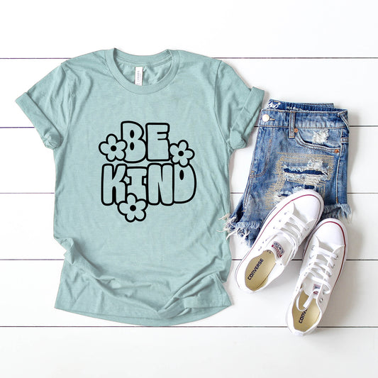 Retro Be Kind Flowers | Short Sleeve Graphic Tee
