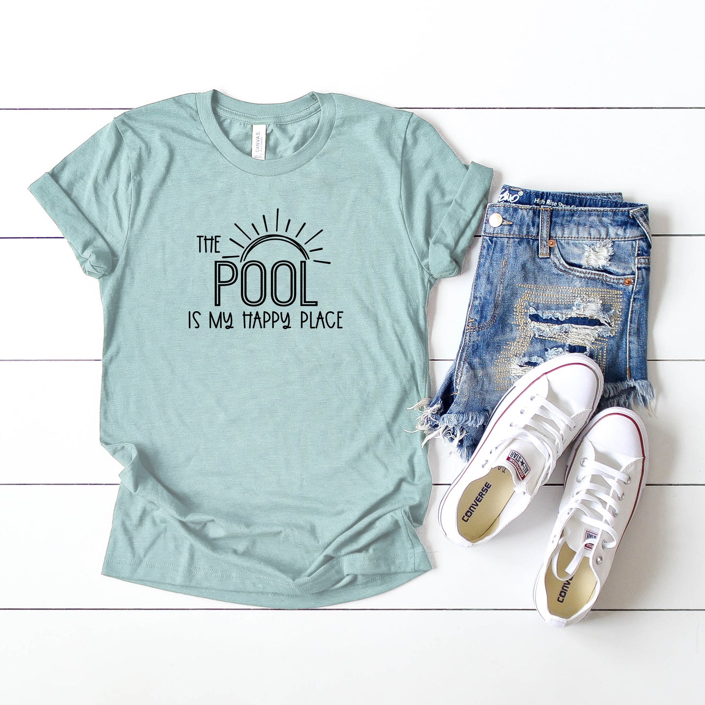 The Pool Is My Happy Place | Short Sleeve Graphic Tee
