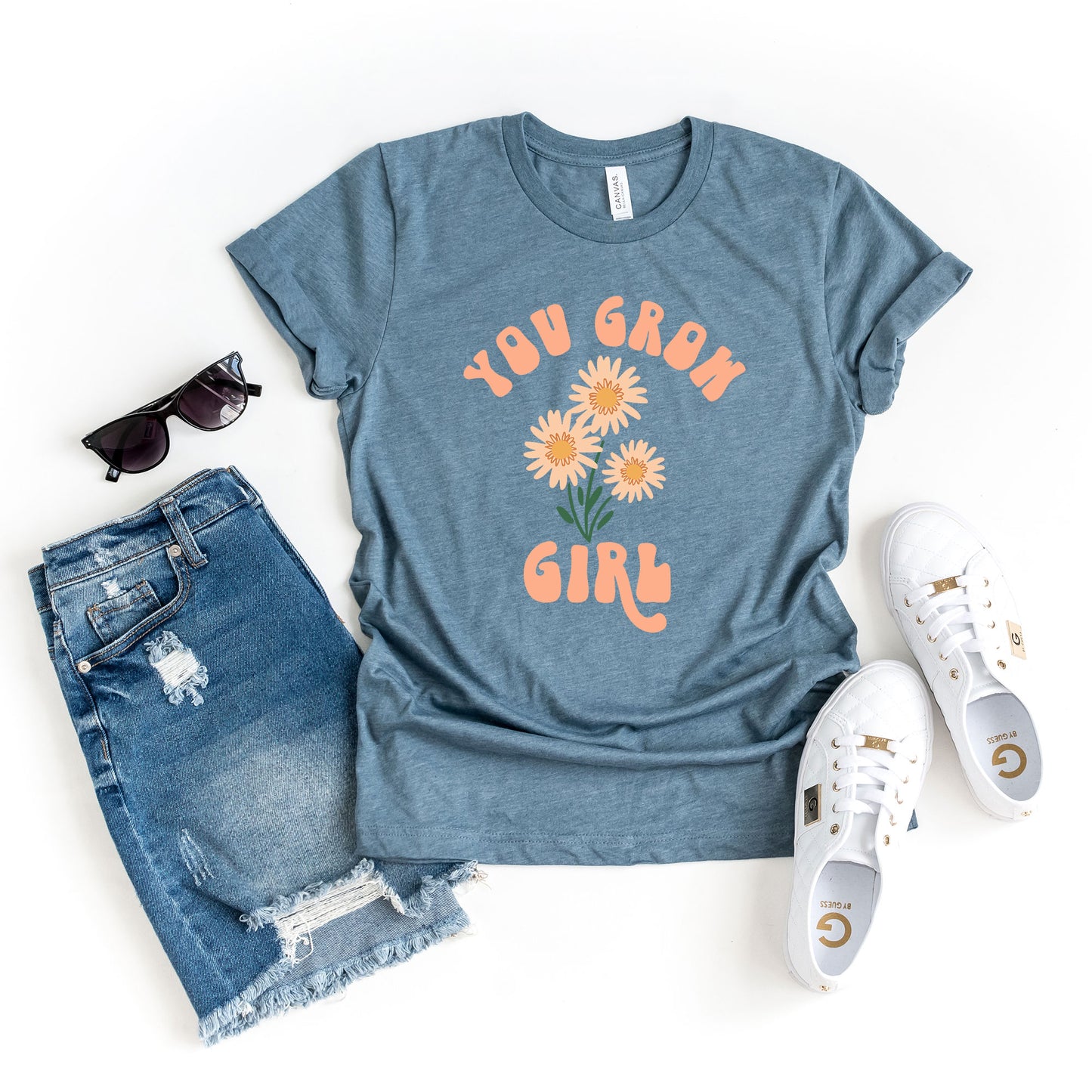 You Grow Girl Colorful Flowers | Short Sleeve Graphic Tee