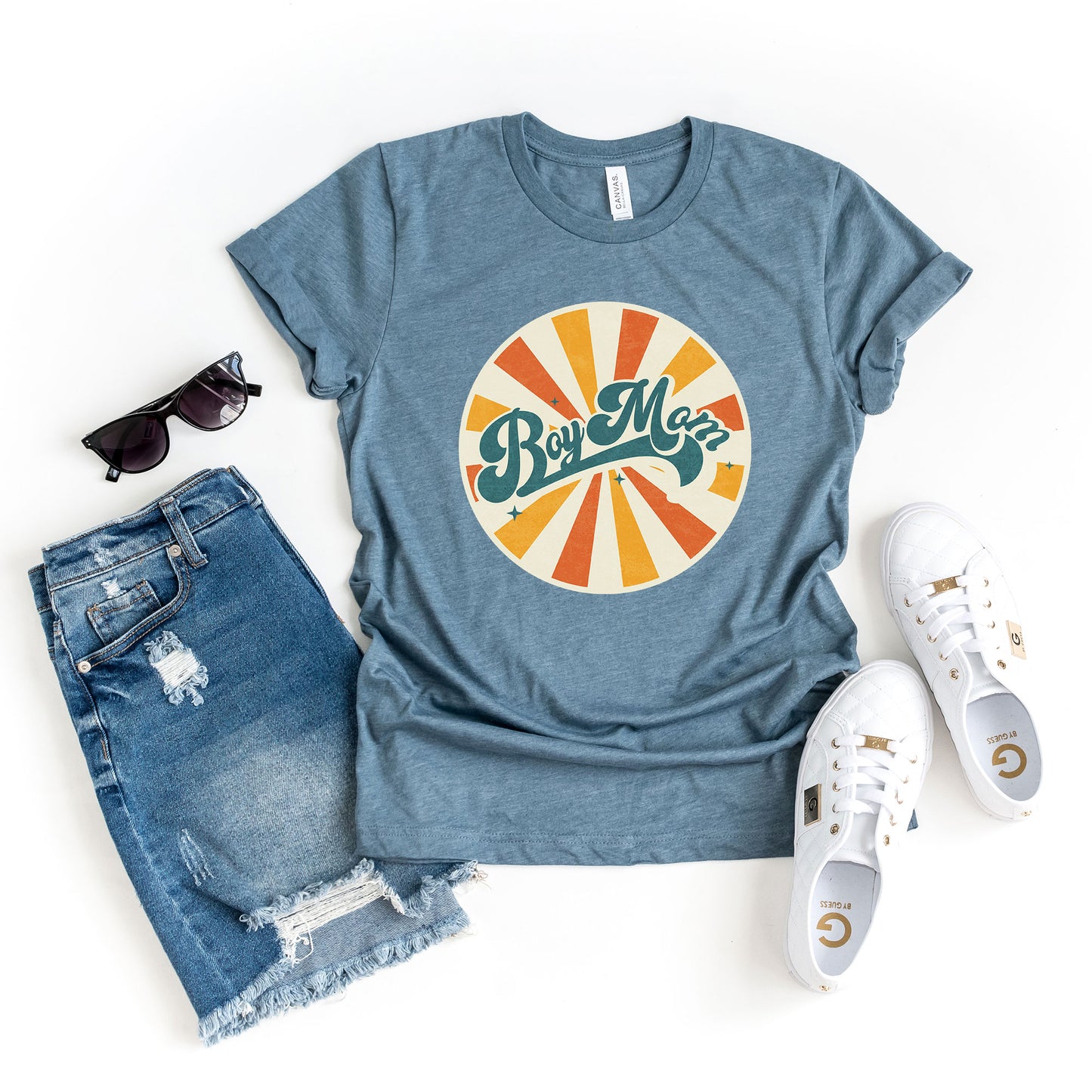 Retro Boy Mom Rays | Short Sleeve Graphic Tee