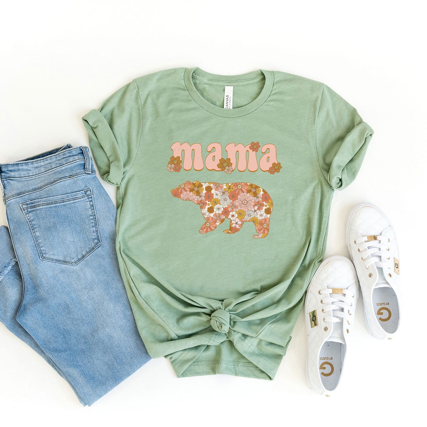 Mama Bear Flowers | Short Sleeve Graphic Tee