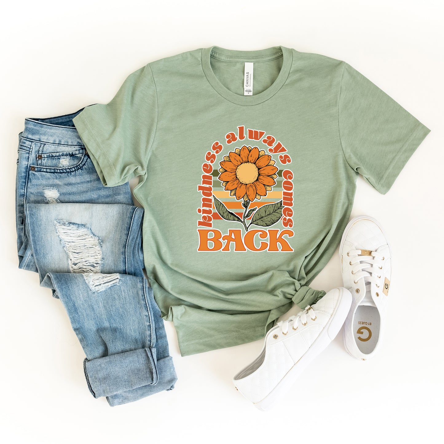 Kindness Always Comes Back Retro Flower | Short Sleeve Graphic Tee
