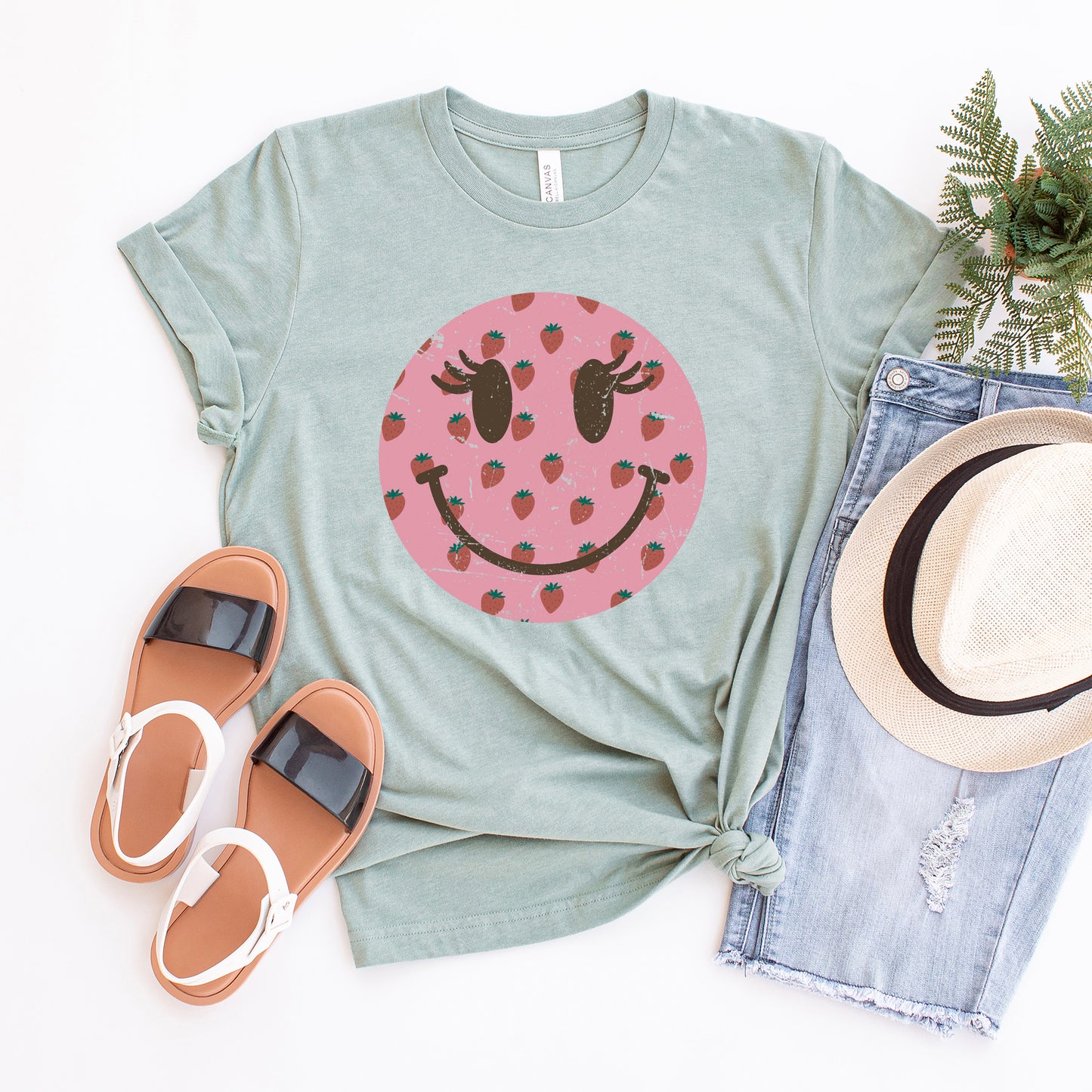 Smiley Face Strawberries | Short Sleeve Graphic Tee