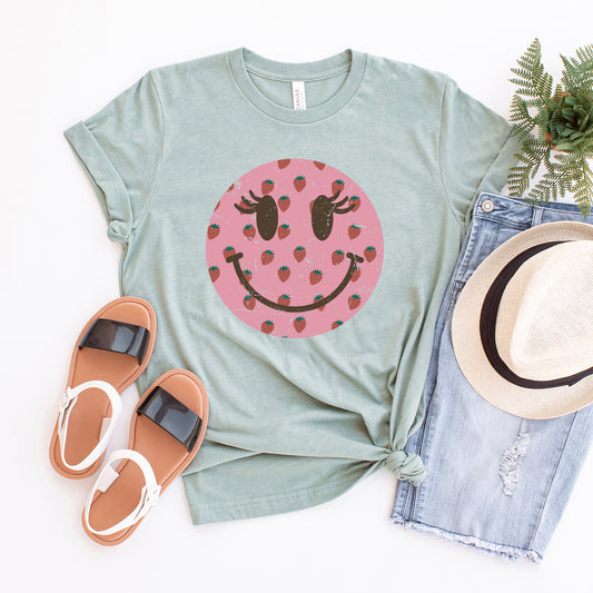 Smiley Face Strawberries | Short Sleeve Graphic Tee