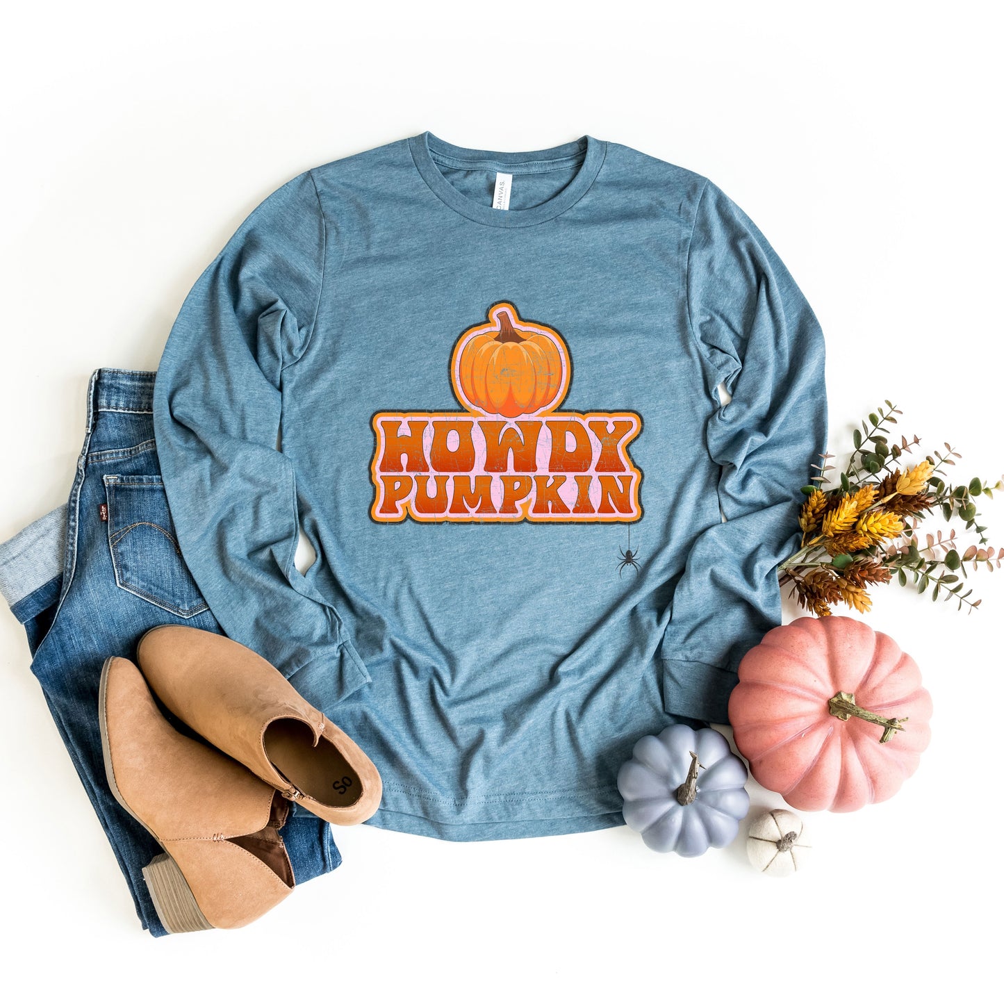 Howdy Pumpkin Stacked |  Long Sleeve Crew Neck