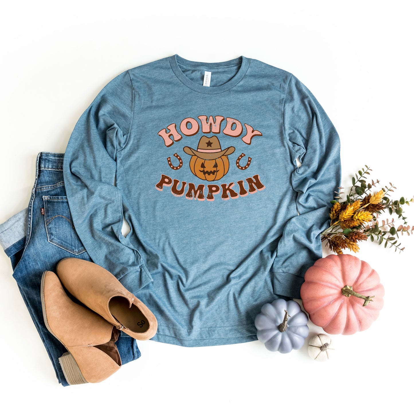 Howdy Pumpkin Cowboy |  Long Sleeve Crew Neck