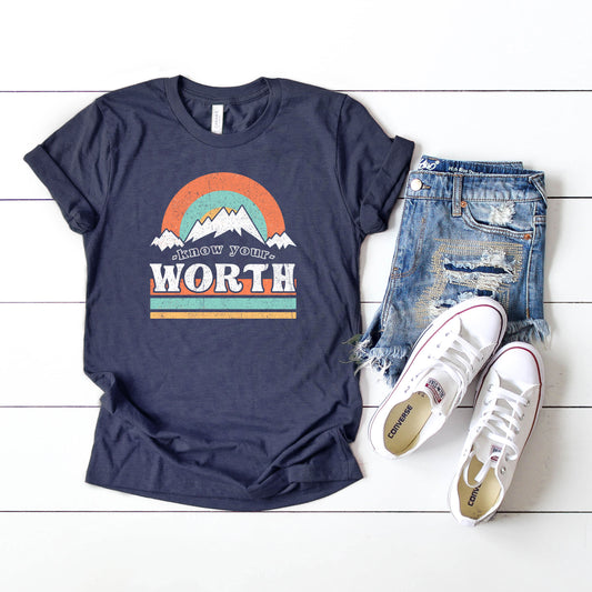 Know Your Worth Mountains | Short Sleeve Graphic Tee