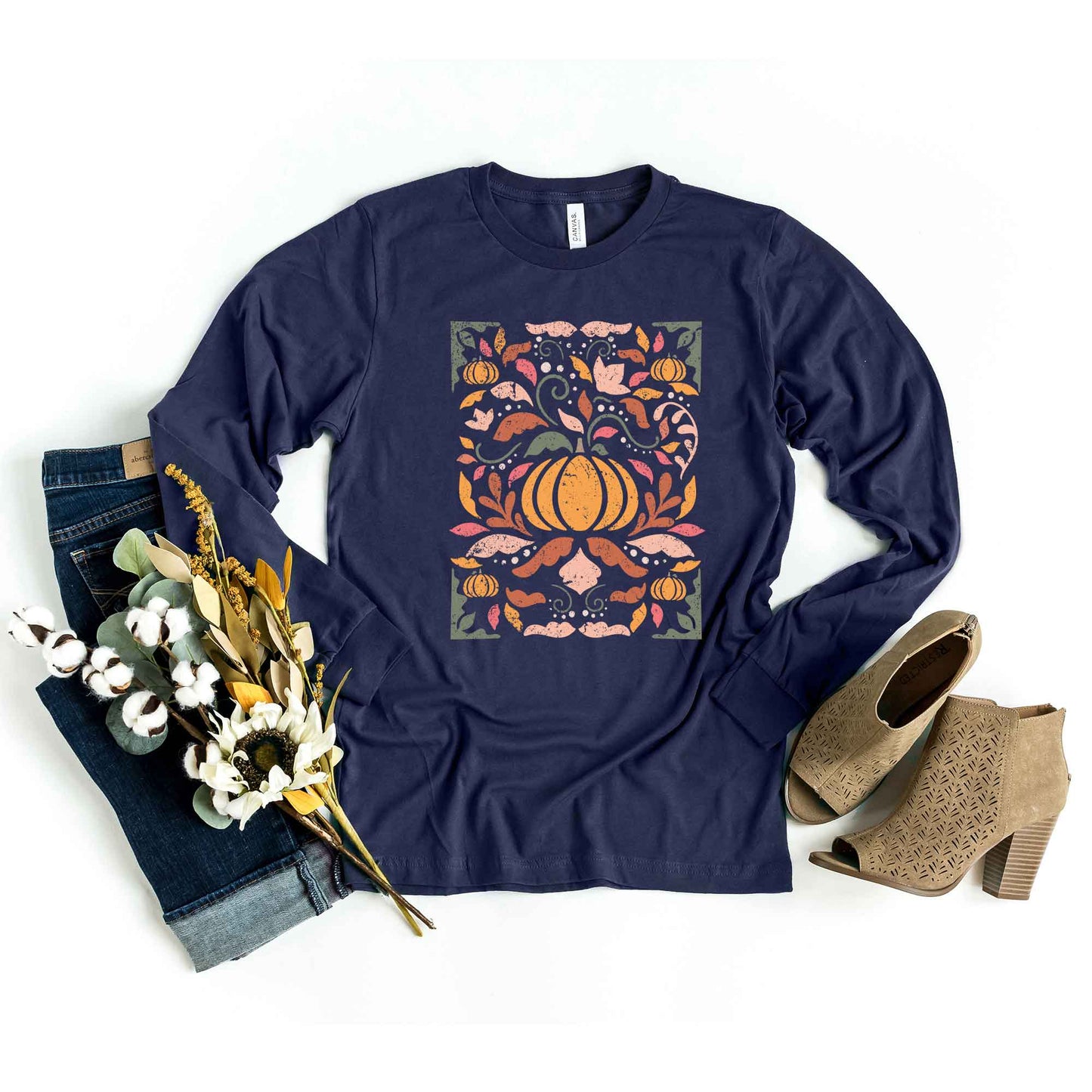 Fall Floral Grunge | Long Sleeve Crew Neck