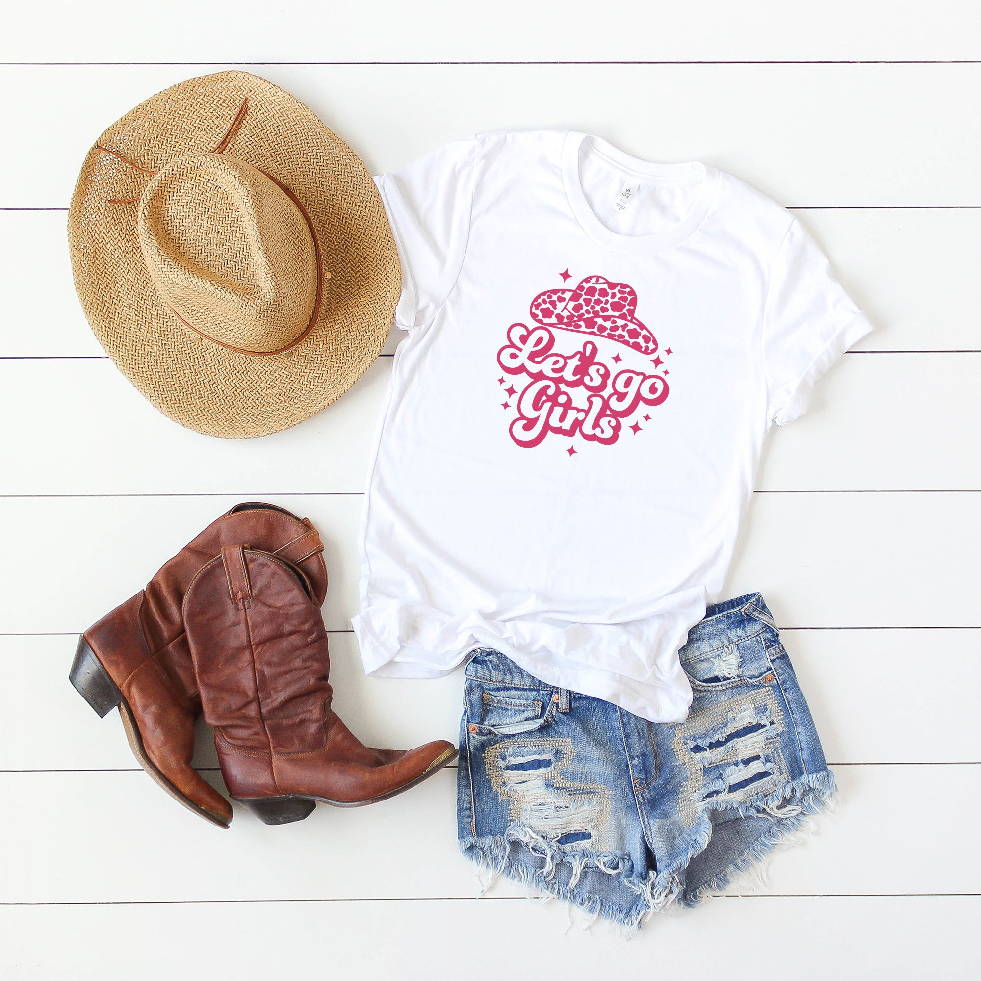 Let's Go Girls Leopard Hat | Short Sleeve Graphic Tee